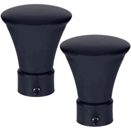 GORGECRAFT 2PCS Brass Curtain Rod Covers Trumpet Curtain Caps Black Ends Decorative Head Curtain Pole Finials 28mm Inner Diameter Heads Knobs for Home Office Curtain Roman Rod Decor(74x61mm)