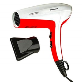 Ovente 1875 Watt Lightweight Hair Dryer, Ionic & Tourmaline Technology, Ideal for Body, Volume & Smoothing, Concentrator Nozzle Attachments for Home, Travel, or Professional Use, White & Red X2210W