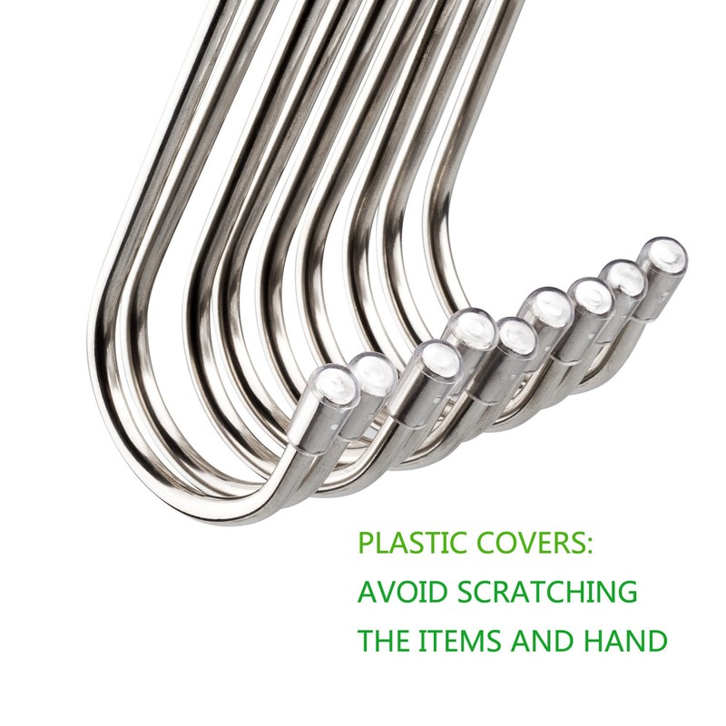 Evob 20 Pack 3.4" S Shaped Hooks Stainless Steel Metal