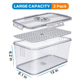 Dynta Bread Box 2 Pack Bread Storage Container Airtight Recording Time Bread Box for Kitchen Countertop Plastic Bread Keeper with Lid for Homemade Bread, Toast, Loaf, Cookies