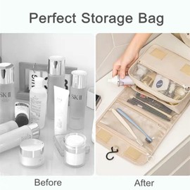 MEIJMJIA - Hanging Toiletry Bag Travel Toiletry Bag Cosmetic Bag Waterproof Wash Bag Toiletry Bag Travel Bag for Business Trip Travel Gym Camping, beige, Minimalist style