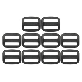 PATIKIL 80mm / 3 Inch Tri-Glide Slide Buckles, 10 Pack Plastic Webbing Strap Fastener for Backpack Bag Belt, Black