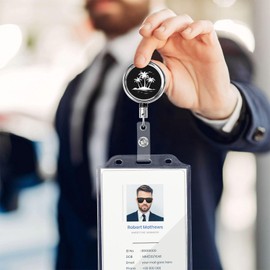 Rqwaaed Palm Tree and Tropical Island Secure Your Style with The Durable Metal Badge Holder