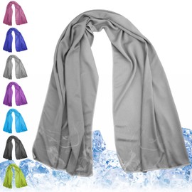 Meiyante Cooling Towel for Neck and Face - 43.3" x 15.7" - Quick-Dry Microfiber - Ideal for Hot Weather, Gym, Fitness, Camping, Yoga - Light-Gray