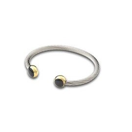 QRay Combo Deluxe Noir Surgical Steel Golf Athletic Bracelet (Small: 6"~7")