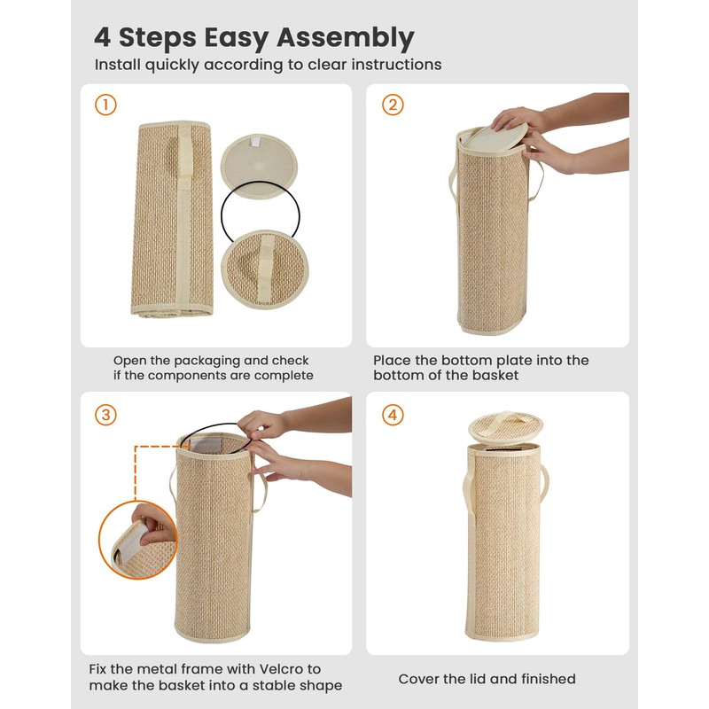 WAOHANAZ Bamboo Toilet Paper Storage Basket with Lid & Handle