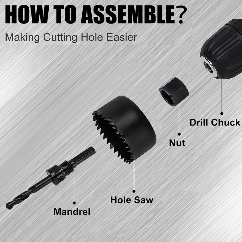 KATA 12PCS Hole Saw Kit 3/4"-2-1/2" (19-64mm) Hole Saw Set