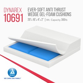 Dynarex Ever-Soft Anti-Thrust Wedge Gel-Foam Cushion, Corrective Wheelchair Cushion, 300 lb Weight Capacity, Blue/Grey, 20” x 16” x 4” x 2”, 1 Gel-Foam Cushion