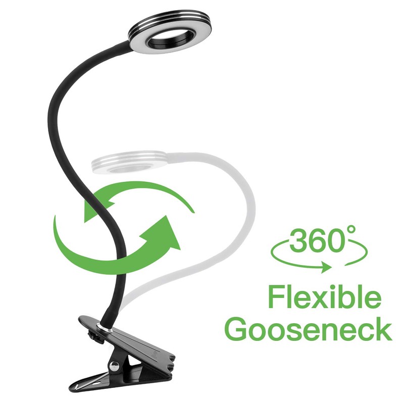 CeSunlight Clip Light, 8W Clamp Bed Lamp, Bedside Led Reading