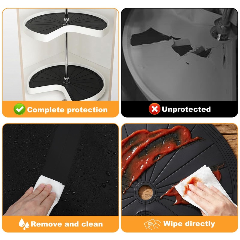 PercyEffie 2pcs Lazy Susan Shelf Liner 27In Silicone Lazy Susan