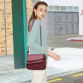 DEEVORCA Women Fashion Simple Shoulder Bags Retro Crossbody Bags Daily Casual PU Leather Waterproof Messenger Bag Work Party Travel Dating Multi Pockets Satchel Bag Handbags Red