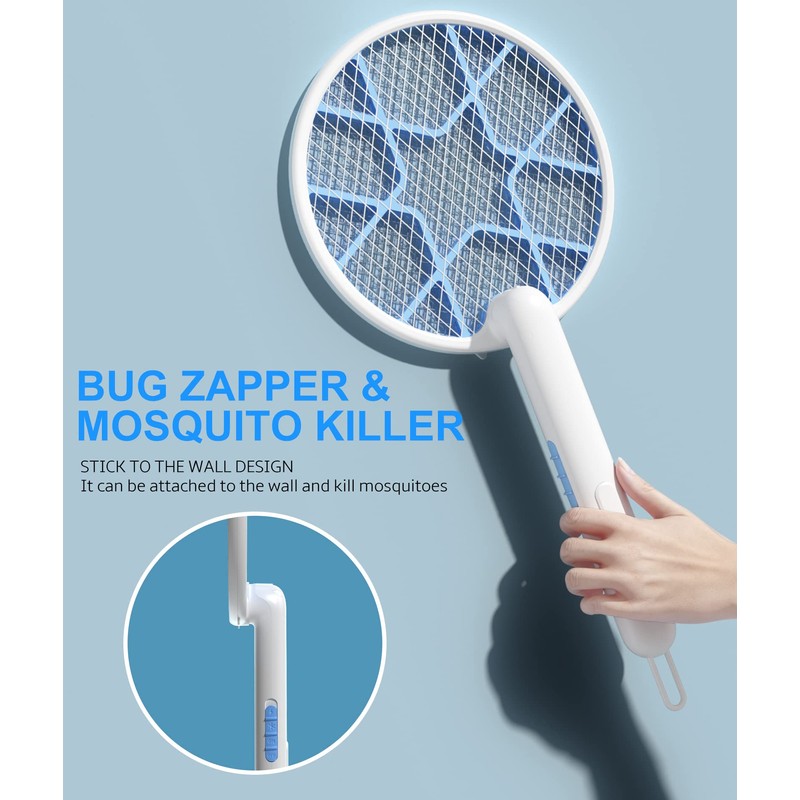MOSQZAP Electric Fly Swatter 2 Pack, Foldable Bug Zapper Racket