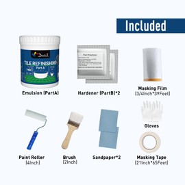 DWIL Tub and Tile Refinishing Kit - Low Odor DIY Sink Bathtub Countertop Repair White Coating, Easy Cover Application, Refacing Bathroom Kitchen, 2 Pack Bathtub kit with tools, Semi-Gloss White