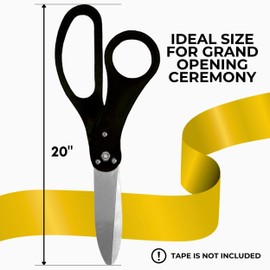 20 Inch Scissors for Ribbon Cutting - Black Large Ceremonial Scissors for Grand Opening Huge Celebration Ribbon Cutting Shears for Special Events and Inaugurations