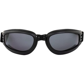 Birdz Eyewear Cardinal Foam Padded Folding Motorcycle Goggles Black Frame with Smoke Lens