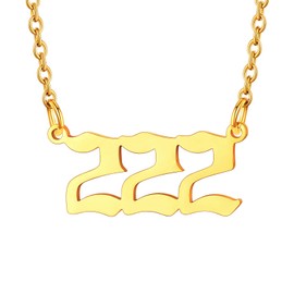 U7 Women's Girls Angel Numbers 000-999 Chain Angel Number Pendant Necklace Happy Clavicle Chain Stainless Steel Angel Number Necklace Minimalist Fashion Jewellery for Valentine's Day Birthday,