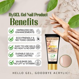 HyGEL Hybrid Nail Gel, Nude Skin Collection SINGLES, 60ml (Blushy Sparkle, NS02)