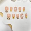 French Tip Leopard Print Press on Nails Short Coffin Fake