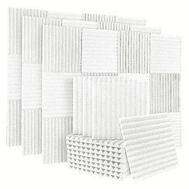 12/24/36/48 Pack Acoustic Foam Panels for Wall Black&White, 1" X 12" X 12" Soundproofing Soundproof Noise Reducing Wall Acoustic Foam, High Density Flame Retardant Universal for Home Work Recording Studios Gaming Meeting Room:_White_36 Pack