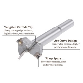 Kozelo Forstner Drill Bit - [21mm] Tungsten Carbide Auger Opener for Wood Furniture Hinges Woodworking Round Shank Grey