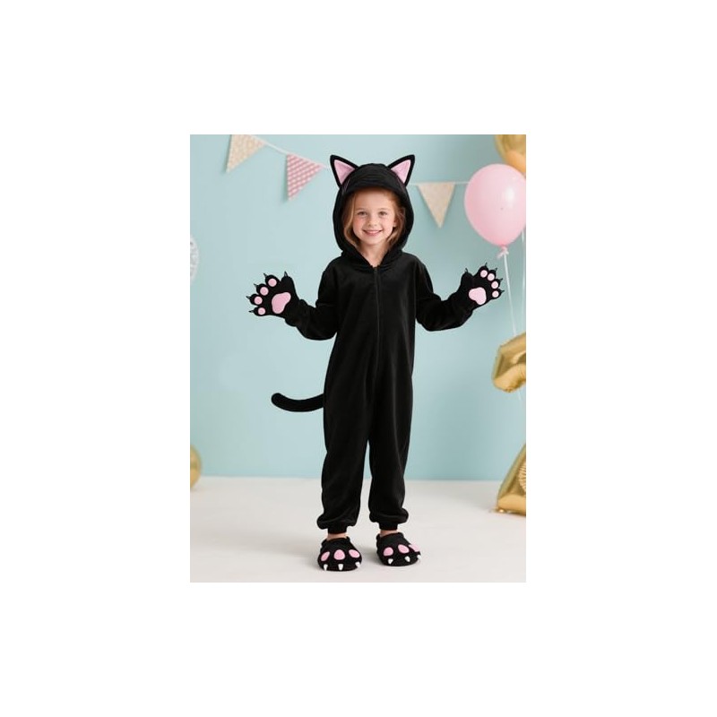 Cuteshower - Disfraz de gato negro para niñas, disfraz de