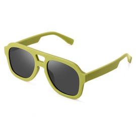 FEISEDY Vintage Pilot Sunglasses Double Bridge Women Men Large Square Thick Frame Trendy Eyewear UV400 B2846