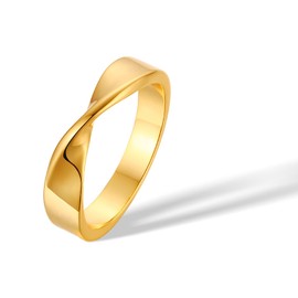 3mm Twisted Infinity Ring Women Men 18K Gold Plated Titanium Mobius Band Eternal Love Promise Wedding Stackable Minimalist