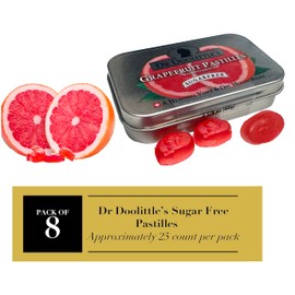 Dr. Doolittle’s Sugar Free Pastilles with Stevia for Voice and Throat, Grapefruit Flavor, 2.12 Ounce Tin, approximately 25 Count Package, 8 Pack