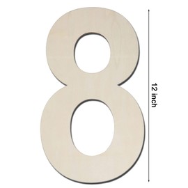 12 Inch Large Wood Number Sign 8, Unfinished Blank Wooden Slice Board for DIY Crafts Home Birthday Decorations Props