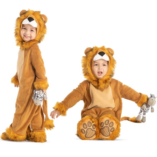 Spooktacular Creations Baby Lion Costume with Toy Zebra for Infants, Child, Toddler Halloween Dress Up, Safari Themed Party (3T (3-4 yrs))