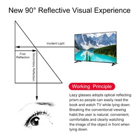 okcsc Horizontal Lazy Glasses 90°Angle Lying Down Bed Reading Prism Glasses High Definition Readers for Watching TV -Small