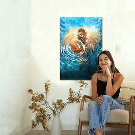 Fantasy Artists Framed Jesus Christ Wall Art Canvas Christmas Gifts Christian Painting Prints Biblical Wall Decor Religious Room Decor for Church Prayer Room Christian Schools Hospitals 16" x 24"