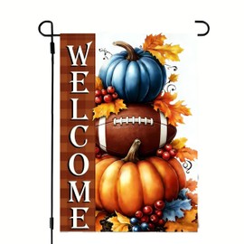Fall Football Welcome Garden Yard Flags 12x18 Double Sided Outside