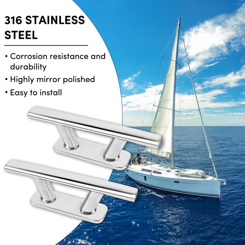VEITHI 2 Pack Boat Cleat Stainless Steel,Dock Cleats 6 inch,Rope