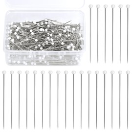 Sewing Pins, 300 PCS Straight Pins for Fabric, White Pearlized Ball Head Quilting Pins Long 1.5inch with Transparent Plastic Box for Dressmaker, Jewelry DIY Decoration and Sewing Project