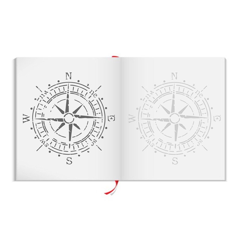 Antique Compass Stencil, 14 x 14 Inch (L) - Vintage