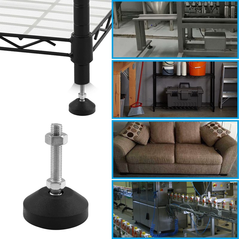 Luomorgo M10 レベリングフィート Tナット付き 4個 滑り止めスレッドゴム脚 家具の脚用 調節可能な回転レベラー 機械機器用高耐久器具脚 (D50