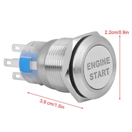 Car Start Switch, Engine Start Button, Waterproof Push Button Ignition Starting 12V 19mm Car Ignition Starter Switch Button(Silver)
