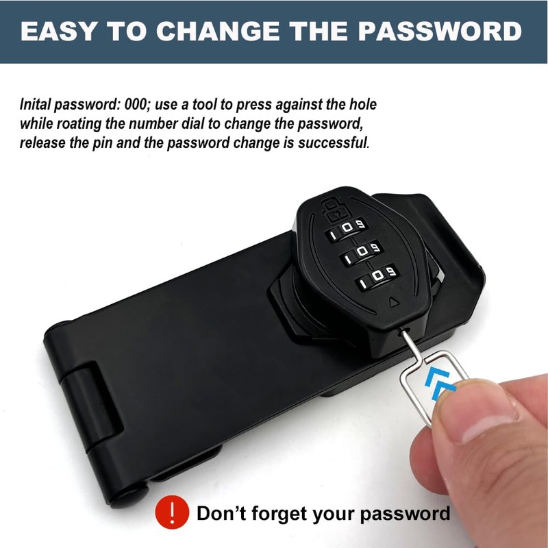 2Pcs Cabinet Password Rotary Hasp Locks,4 Inch Keyless Combination Lock