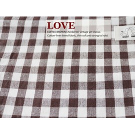 HAPPYHEIDI Brown Gingham Cotton Makeup Bag Cosmetic Travel Pouch Purse Organizer, Zipper Closure, Canvas Lined, Vintage Coffee Brown