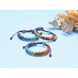 MANIFO 7 Chakra Healing Crystals Bracelet Womens Reiki Stone Rope Braided Gemstone Bracelets with Life Tree Charm Christmas Gift