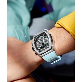 TEARTRACE Men's Watches with Silicone Strap Analog Quartz Waterproof Chronograph Luminous Tonneau Watches for Men, Big Face Sport Work Dress Unique Wrist Watch