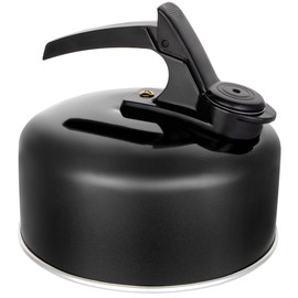 1-Litre Black Stainless Steel Whistling Stove Top Kettle, Camping Kettle with Handle, Non-Induction, Lightweight & Durable
