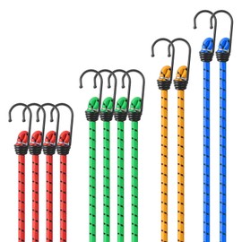 Wantli Set of 12 Universal Tensioning Straps with Hooks, Luggage Tensioner Expander with Hooks, Extra Strong – Tie Down Straps, 4 Lengths for Furniture, Sack Trucks, Camping, Tension Ropes, Rubber