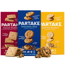 Gluten Free Partake Crunchy Cookie & Cracker Variety Pack (Chocolate Chip, Classic Graham Cracker, Vanilla Wafer) - Vegan - Free From the Top 9 Allergens Including Dairy, Wheat, Soy, Eggs, & Peanuts - Non GMO - Safe School & Office Snack (3 Pack, 5.5oz Boxes)
