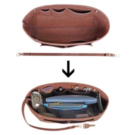 Soyizom Purse Organiser Insert for Shopping Bag, Bag Insert with Key Ring for Speedy Neverfull, 8 Colours (Coffee, Small), coffee