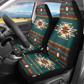 Dreaweet Aztec Car Seat Covers Front Seats Only,Native American Car Front Seat Protector,Universal Waterproof Seat Covers for SUV Trucks Sedan,Green