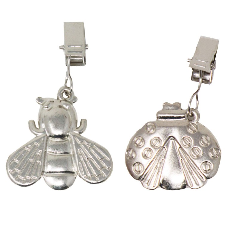 ToCi 8 x Tablecloth Weights, Tablecloth Pompoms, Silver, 6.5 x