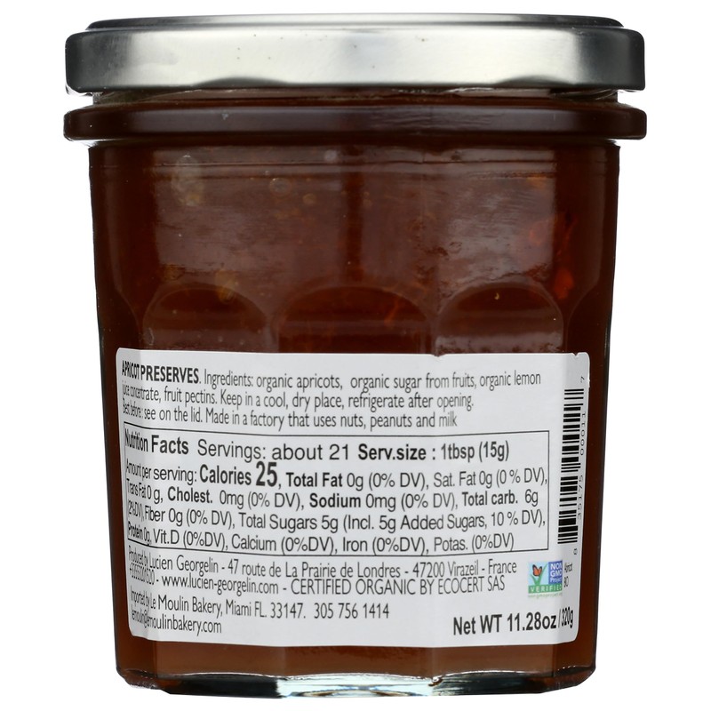 LUCIEN GEORGELIN Organic Apricot Fruit Spread, 11.28 OZ