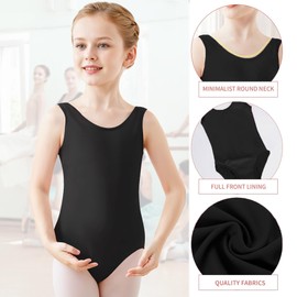 GA COMMUNICATIONS GIRLS KIDS SLEEVELESS LEOTARDS DANCE GYMNASTICS BALLET PE SCHOOL UNIFORM TOP [Black,5-6 Years]